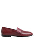 Dolce & Gabbana Burgundy Leather Formal Slip On Shoes