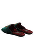 Dolce & Gabbana Green Velvet Cross Embellished Slippers Shoes