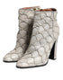 Dolce & Gabbana Grey Fish Scale Leather Ankle Boots with High Heels - Women’s