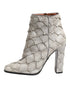 Dolce & Gabbana Grey Fish Scale Leather Ankle Boots with High Heels - Women’s