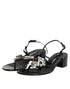 Dolce & Gabbana Black Crystal Ankle Strap Sandals – Women’s Leather Heels