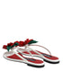 Dolce & Gabbana KEIRA Flat Sandals – Women's Red White Calf Leather Flower Design