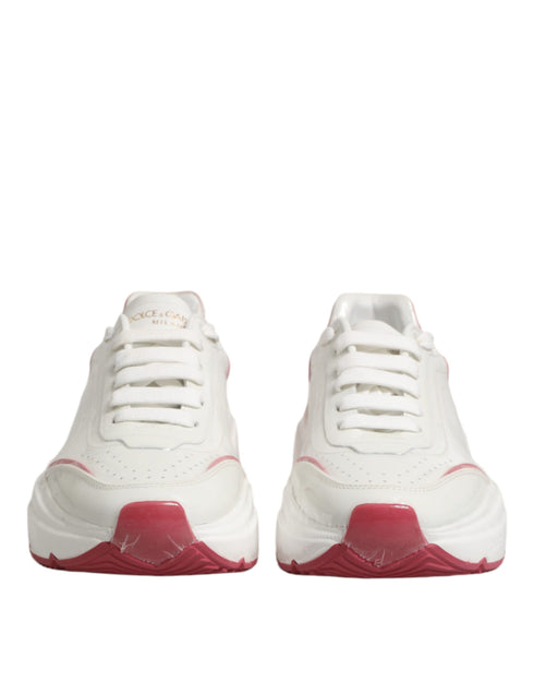 Dolce & Gabbana Daymaster Sneakers White Pink Calf Leather Low Top Shoes for Women