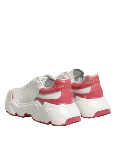 Dolce & Gabbana Daymaster Sneakers White Pink Calf Leather Low Top Shoes for Women