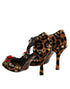 Dolce & Gabbana Brown Leopard Velvet Heels Pumps with Crystal Roses and Ankle Strap - Women’s