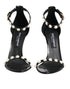 Dolce & Gabbana Black KEIRA Sandals – Women’s Patent Leather Pearl Heels