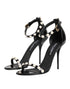 Dolce & Gabbana Black KEIRA Sandals – Women’s Patent Leather Pearl Heels