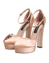 Dolce & Gabbana Pink Satin Block Heel Ankle Strap Platform Sandals