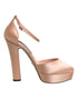 Dolce & Gabbana Pink Satin Block Heel Ankle Strap Platform Sandals