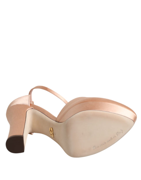 Dolce & Gabbana Pink Satin Block Heel Ankle Strap Platform Sandals