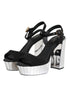 Dolce & Gabbana Women’s Keira Ankle Strap Sandals – Black Crystal & Silver Mirrored Heels