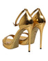 Dolce & Gabbana Gold Leather Platform Keira Sandals Shoes