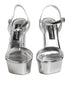 Dolce & Gabbana Silver Platform Keira Sandals | Women’s High Heels Leather Shoes