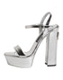 Dolce & Gabbana Silver Platform Keira Sandals | Women’s High Heels Leather Shoes
