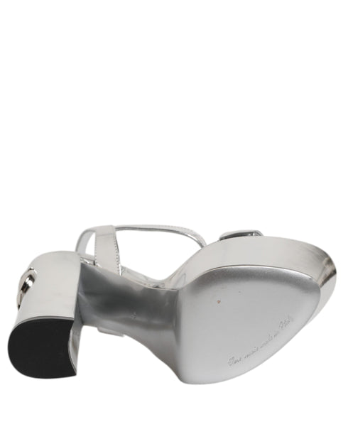 Dolce & Gabbana Silver Platform Keira Sandals | Women’s High Heels Leather Shoes