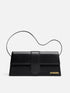 Jacquemus Le Bambino Long Shoulder Bag in Black Leather with Gold Hardware for Women