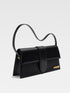 Jacquemus Le Bambino Long Shoulder Bag in Black Leather with Gold Hardware for Women