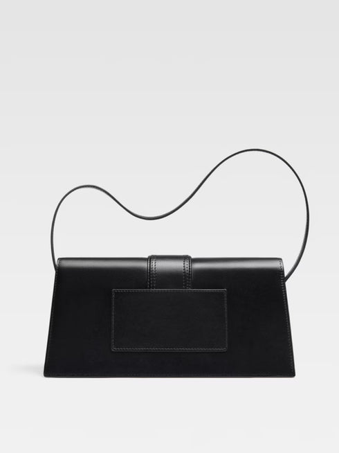 Jacquemus Le Bambino Long Shoulder Bag in Black Leather with Gold Hardware for Women