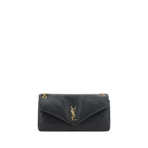 Saint Laurent Calypso Shoulder Bag in Grained Lambskin Black Leather for Women