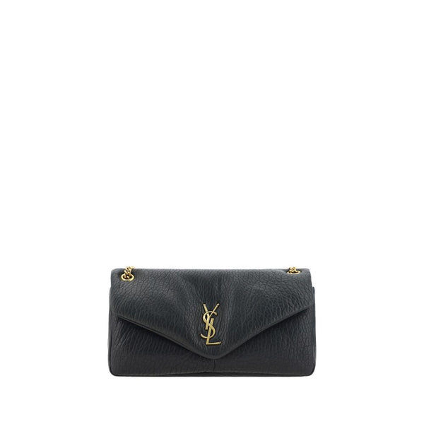 Saint Laurent Calypso Shoulder Bag in Grained Lambskin Black Leather for Women