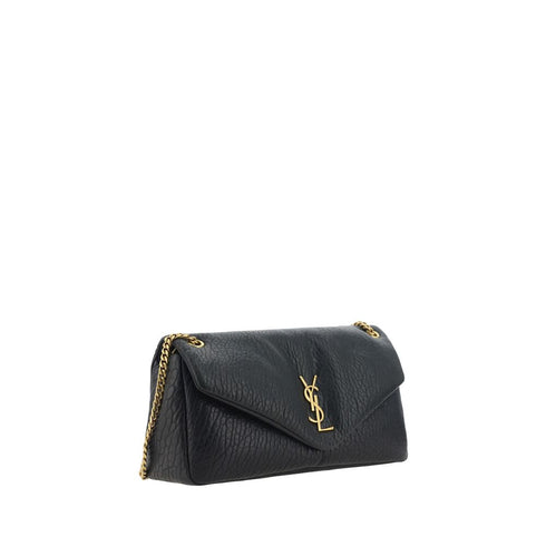 Saint Laurent Calypso Shoulder Bag in Grained Lambskin Black Leather for Women