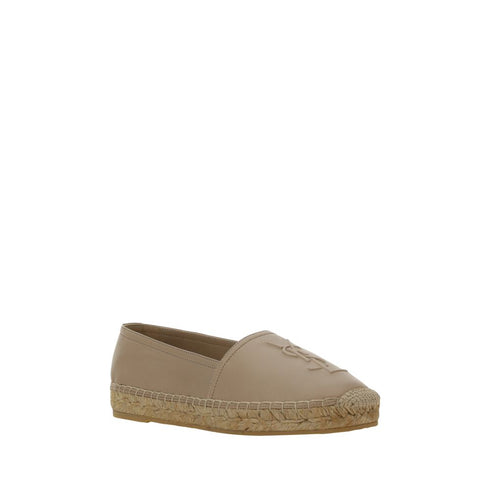 Saint Laurent Women's Lambskin Espadrilles – Beige Slip-On with Rope Sole