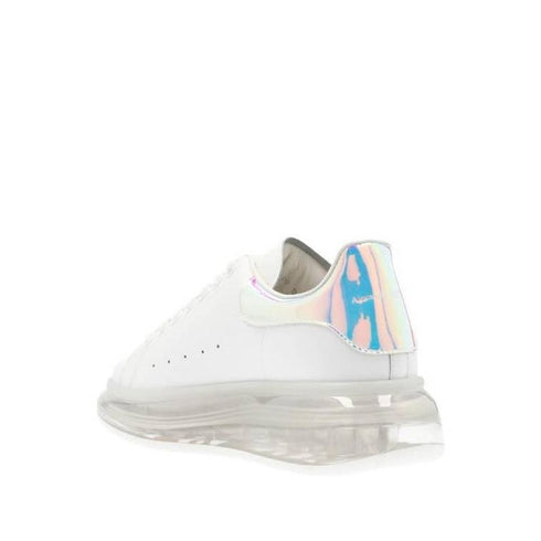 Alexander McQueen Oversized Sneakers Shoes – White Calf Leather Transparent Sole Shoes for Women