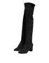 Dolce & Gabbana Black Suede Leather Knee High Boots – Women’s