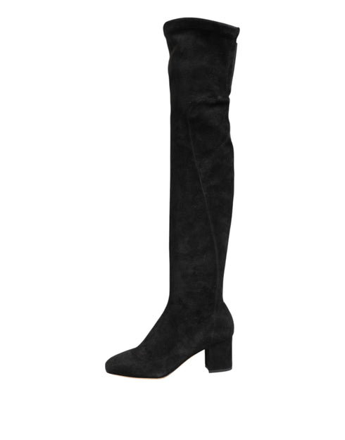Dolce & Gabbana Black Suede Leather Knee High Boots – Women’s
