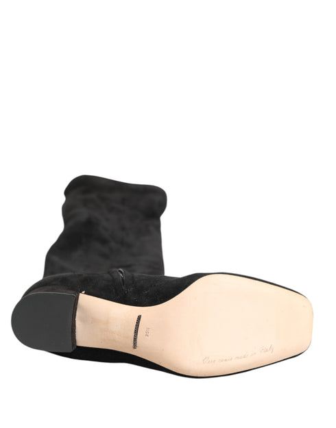 Dolce & Gabbana Black Suede Leather Knee High Boots – Women’s