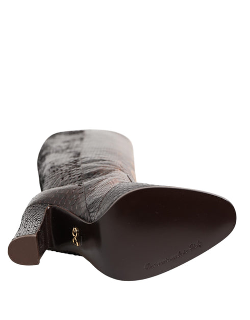 Dolce & Gabbana Brown Python Snakeskin Print Riding Boots Women’s