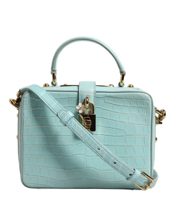 Dolce & Gabbana Mint Green Crocodile Leather Padlock Shoulder Bag – Women’s