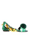 Dolce & Gabbana Green Mink Fur Satin Banana Leaf Women’s Heels Sandals