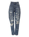 Dolce & Gabbana Blue AMBER Tattered High Waist Denim Jeans