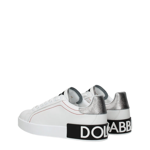 Dolce & Gabbana White Leather Low Tops