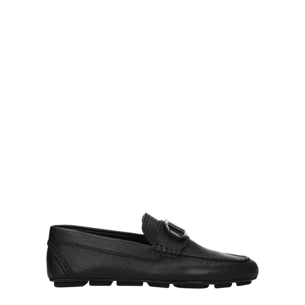 Valentino Garavani Black Leather Slip-On Loafers