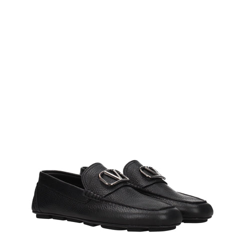 Valentino Garavani Black Leather Slip-On Loafers