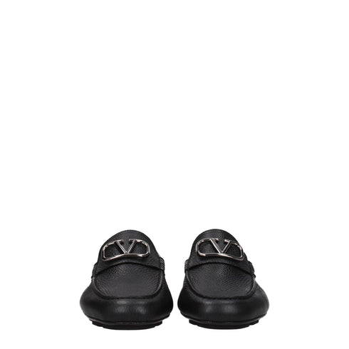 Valentino Garavani Black Leather Slip-On Loafers