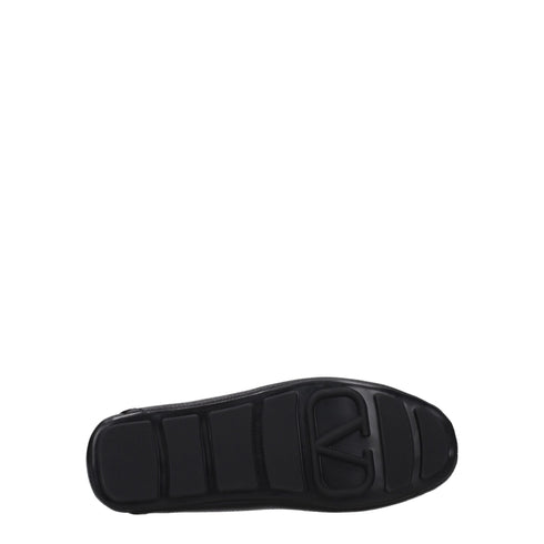 Valentino Garavani Black Leather Slip-On Loafers