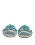 Dolce & Gabbana Embellished Slide Sandals | Women’s Silver Blue Leather Flats