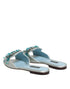 Dolce & Gabbana Embellished Slide Sandals | Women’s Silver Blue Leather Flats