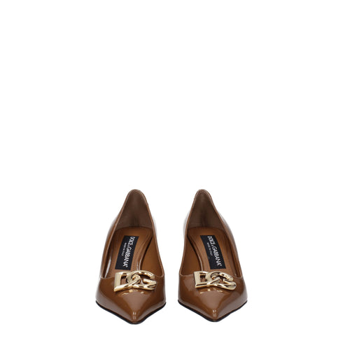 Dolce & Gabbana Brown Leather High Heel Pumps