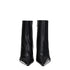 Off-White Black Leather Pointed Toe Ankle Boots with Metal Cap & High Heel – Women’s