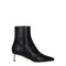Off-White Black Leather Ankle Boots – Women’s Square Toe Zip Closure Mid Heel
