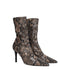 Stella McCartney Women's Brown Python Print Eco Leather Mid Heels Ankle Boots