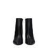Off-White Black Leather Ankle Boots – Women’s Square Toe Zip Closure Mid Heel