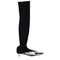 Givenchy Black Fabric Over-The-Knee Boots – Women’s Silver Toe Low Heel