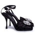 Dolce & Gabbana Black Satin Crystal Bow High Heels Sandals for Women