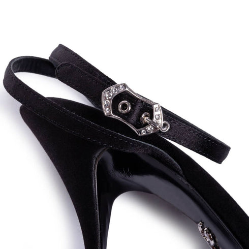 Dolce & Gabbana Black Satin Crystal Bow High Heels Sandals for Women