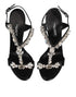 Dolce & Gabbana Keira Crystal Heels – Black Satin Stiletto Sandals for Women